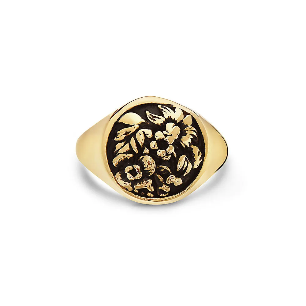 FLOWER GARDEN LEAVES SIGNET RING