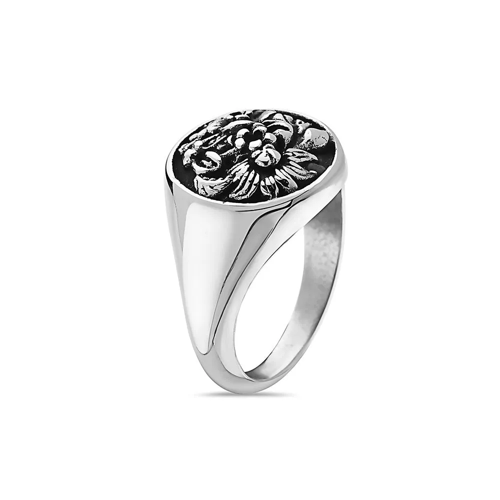 FLOWER GARDEN LEAVES SIGNET RING