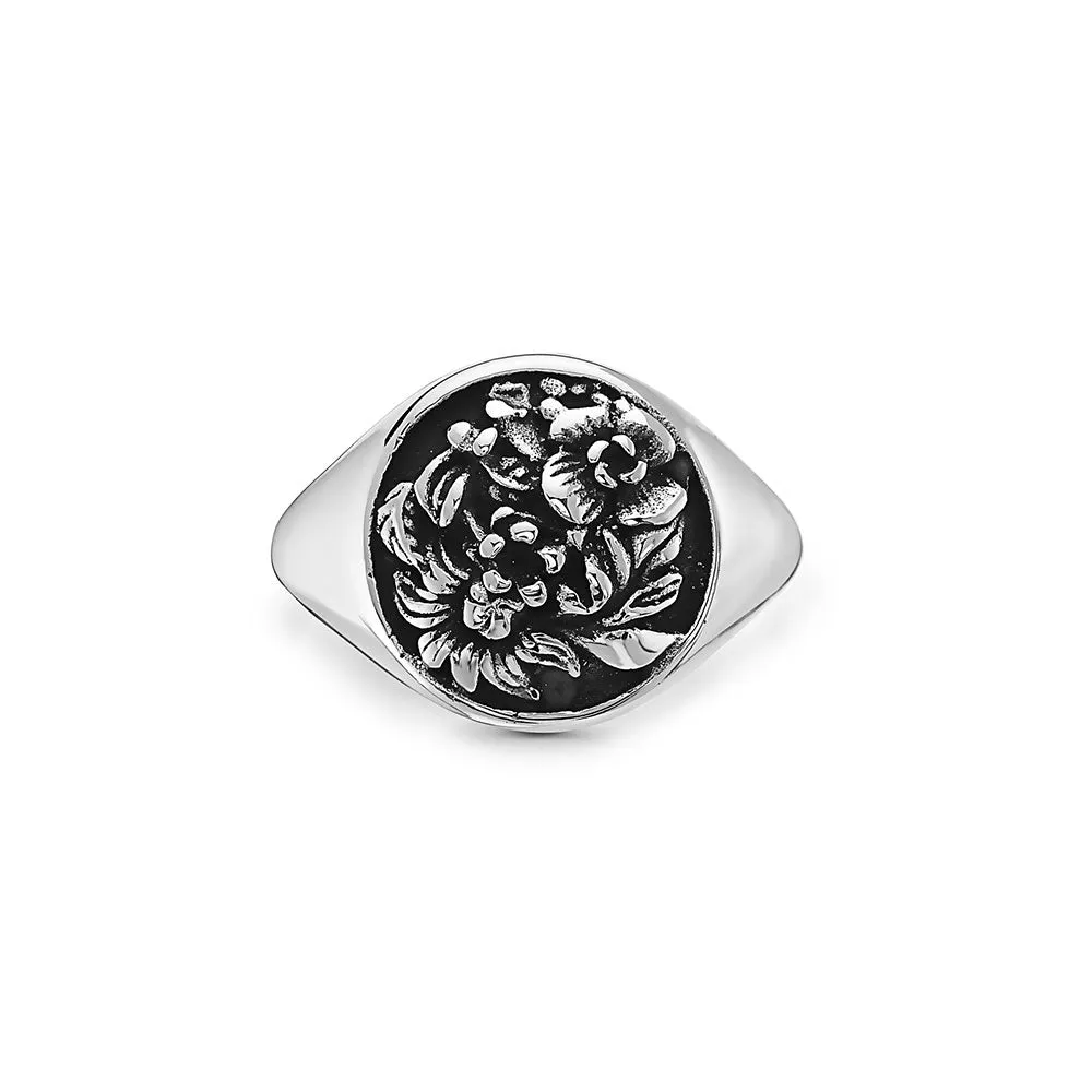FLOWER GARDEN LEAVES SIGNET RING