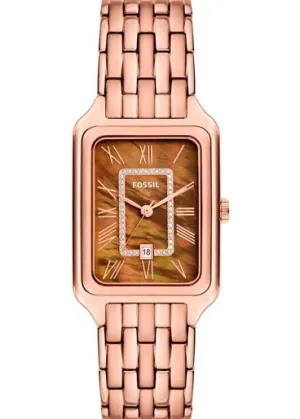 FOSSIL RAQUEL BROWN MOTHER PEARL DIAL ROSE GOLD BRACELET ES5323