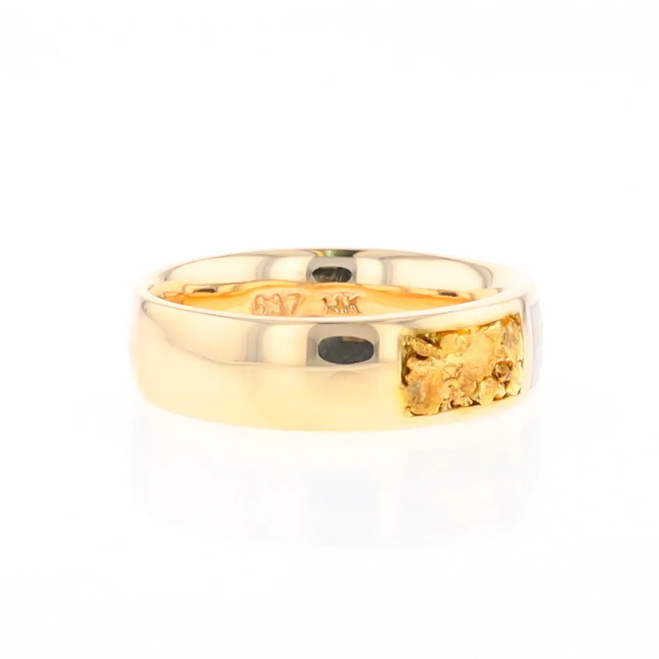 G2 Gold Quartz Ring Inlaid Center Natural Nugget Sides Band