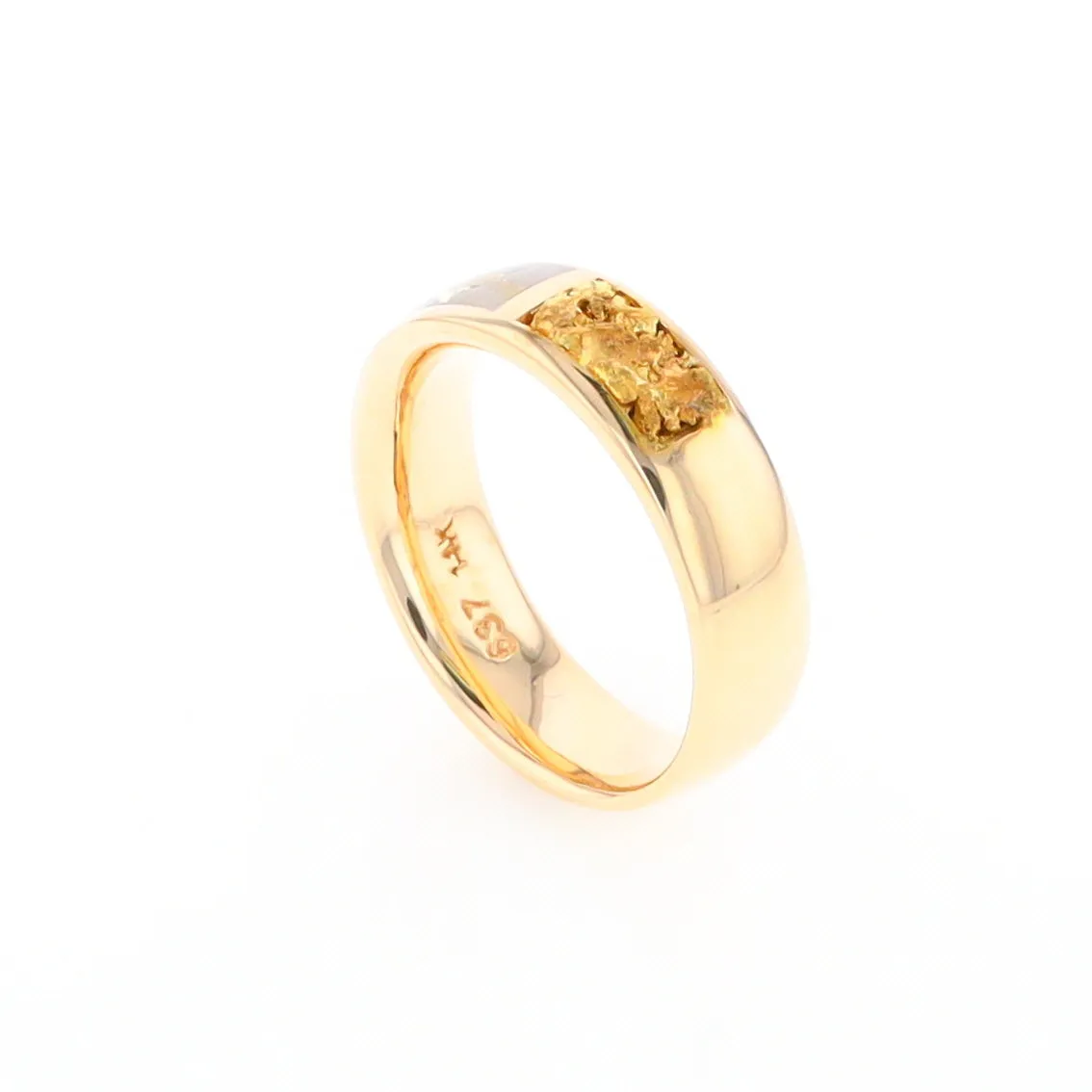 G2 Gold Quartz Ring Inlaid Center Natural Nugget Sides Band