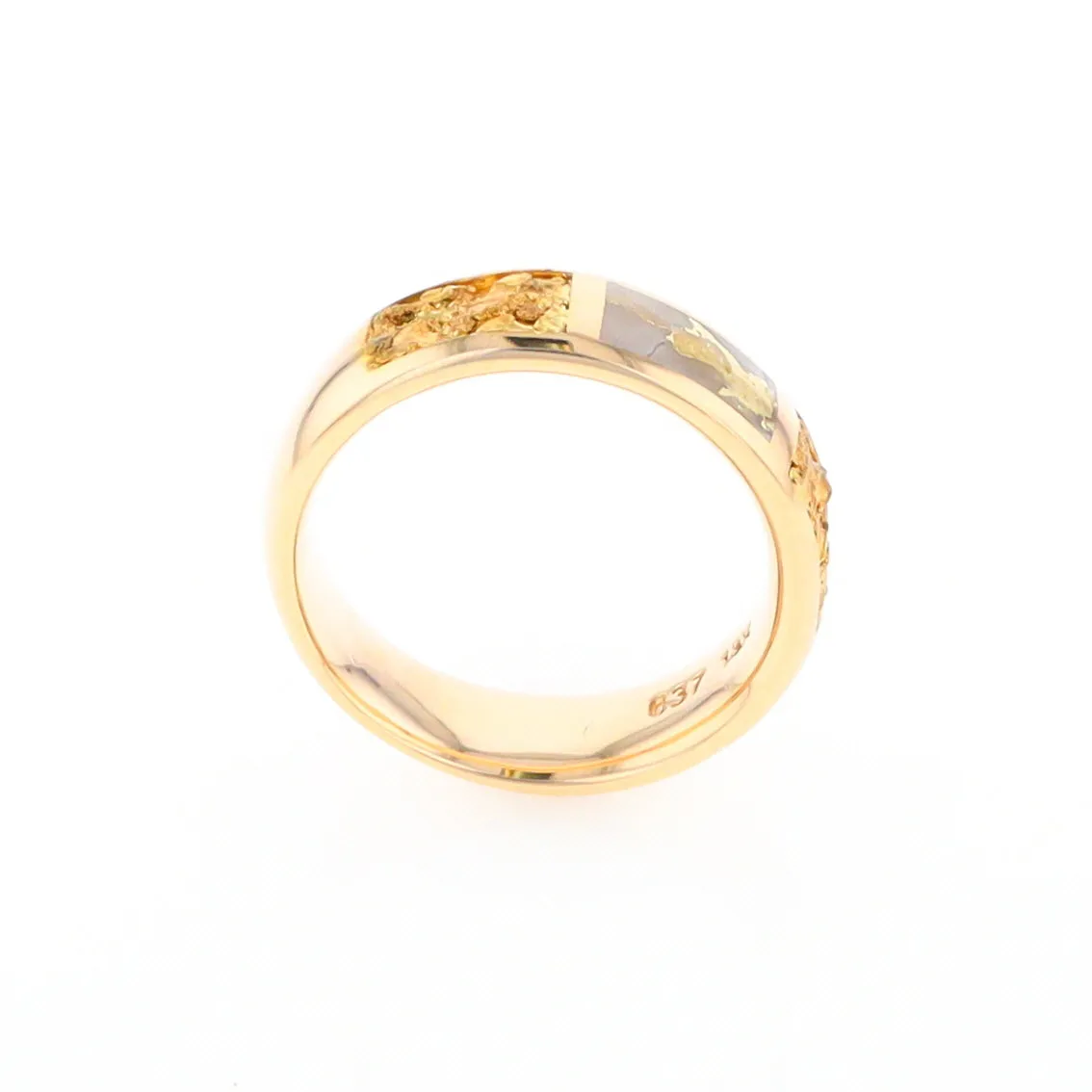 G2 Gold Quartz Ring Inlaid Center Natural Nugget Sides Band