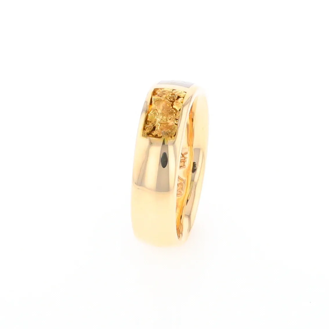 G2 Gold Quartz Ring Inlaid Center Natural Nugget Sides Band