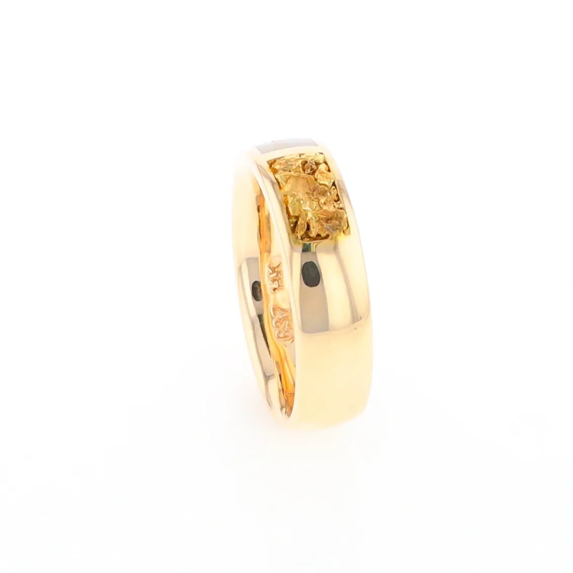G2 Gold Quartz Ring Inlaid Center Natural Nugget Sides Band