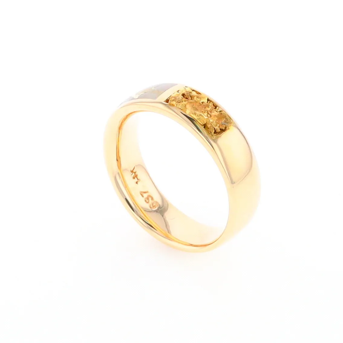 G2 Gold Quartz Ring Inlaid Center Natural Nugget Sides Band