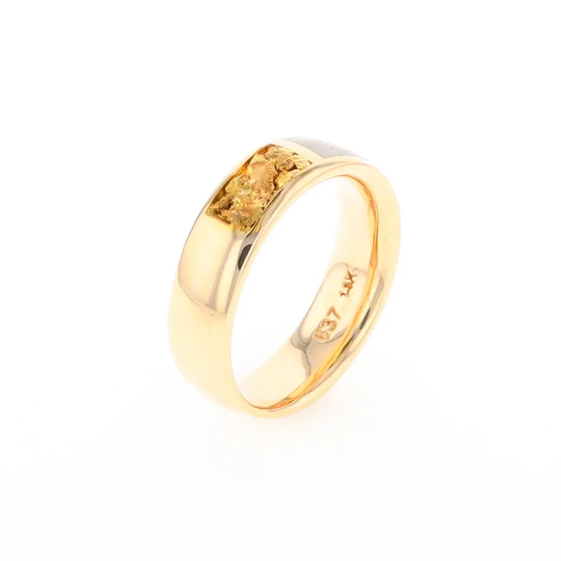 G2 Gold Quartz Ring Inlaid Center Natural Nugget Sides Band