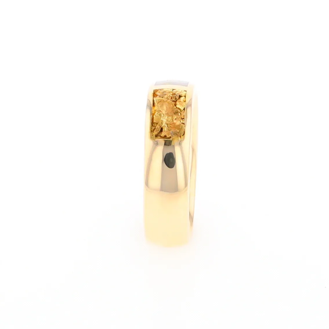 G2 Gold Quartz Ring Inlaid Center Natural Nugget Sides Band