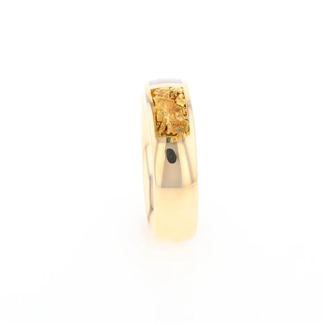 G2 Gold Quartz Ring Inlaid Center Natural Nugget Sides Band