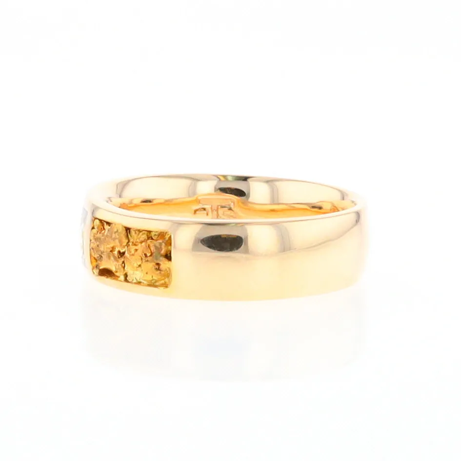 G2 Gold Quartz Ring Inlaid Center Natural Nugget Sides Band