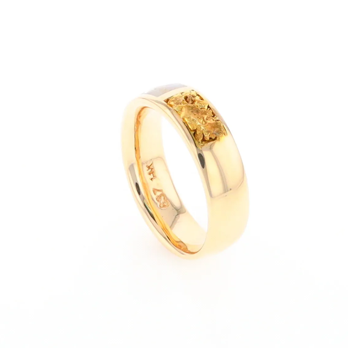 G2 Gold Quartz Ring Inlaid Center Natural Nugget Sides Band