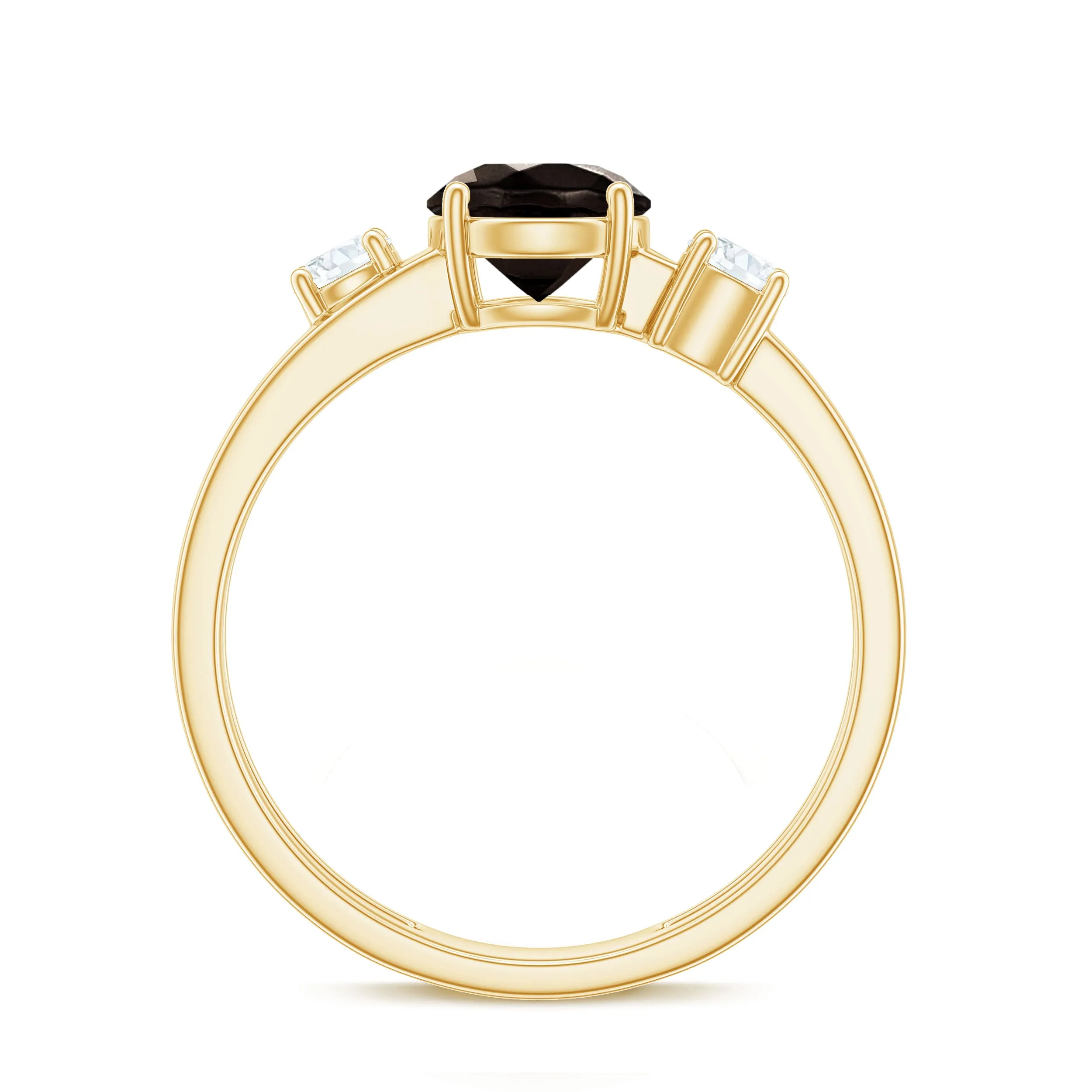 Genuine Smoky Quartz Double Band Ring with Diamond