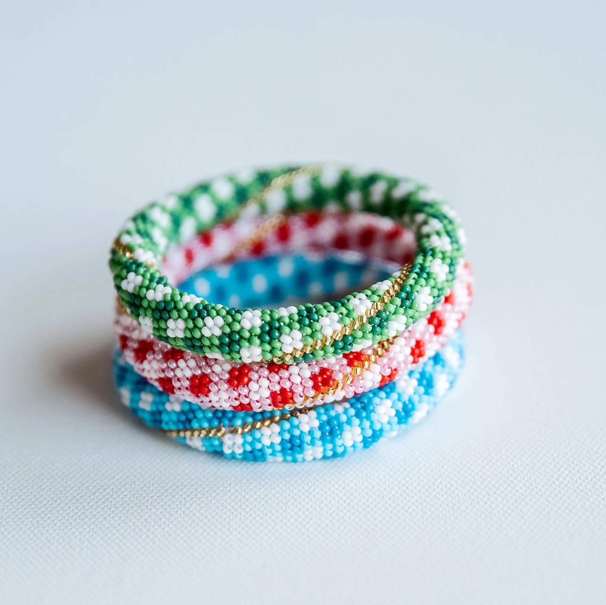 Gingham Beaded Bangles