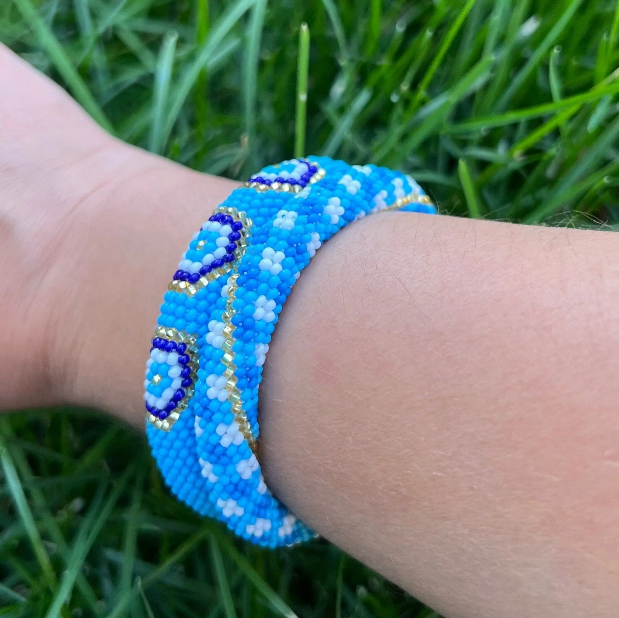 Gingham Beaded Bangles