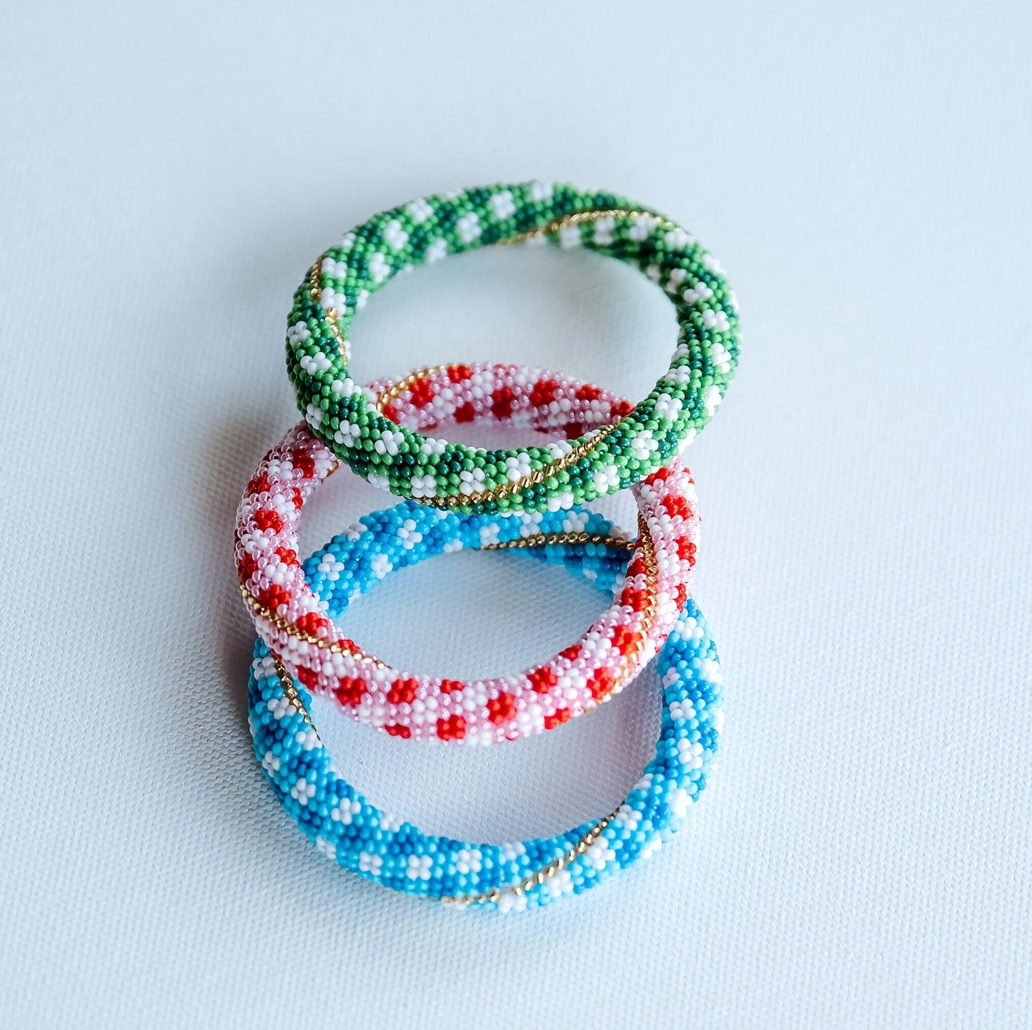 Gingham Beaded Bangles