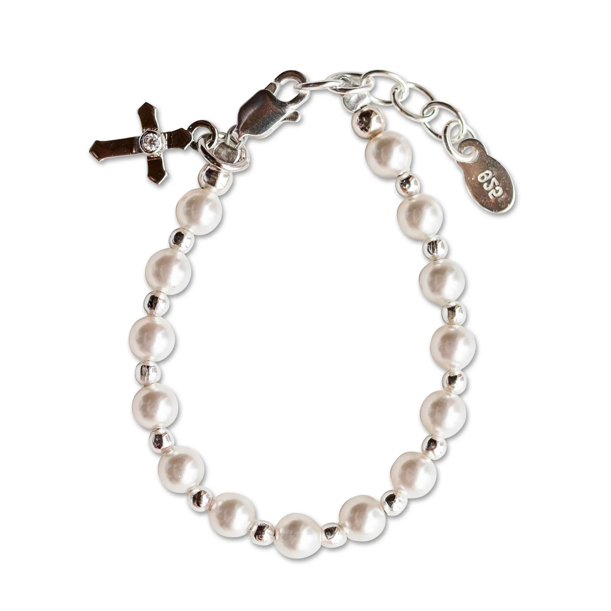 Girls Silver Baby Cross Bracelet Baptism & Communion Gift: Small 0-12m