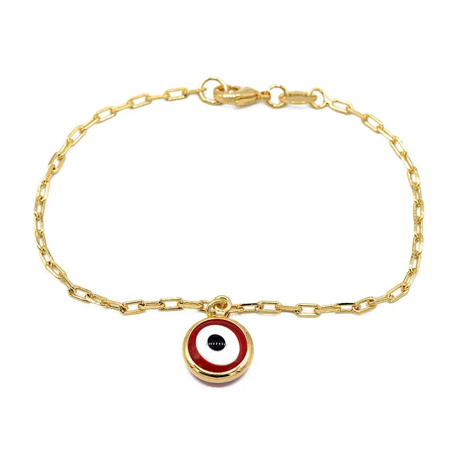 Gold Filled Evil Eye Charm Chain Bracelet