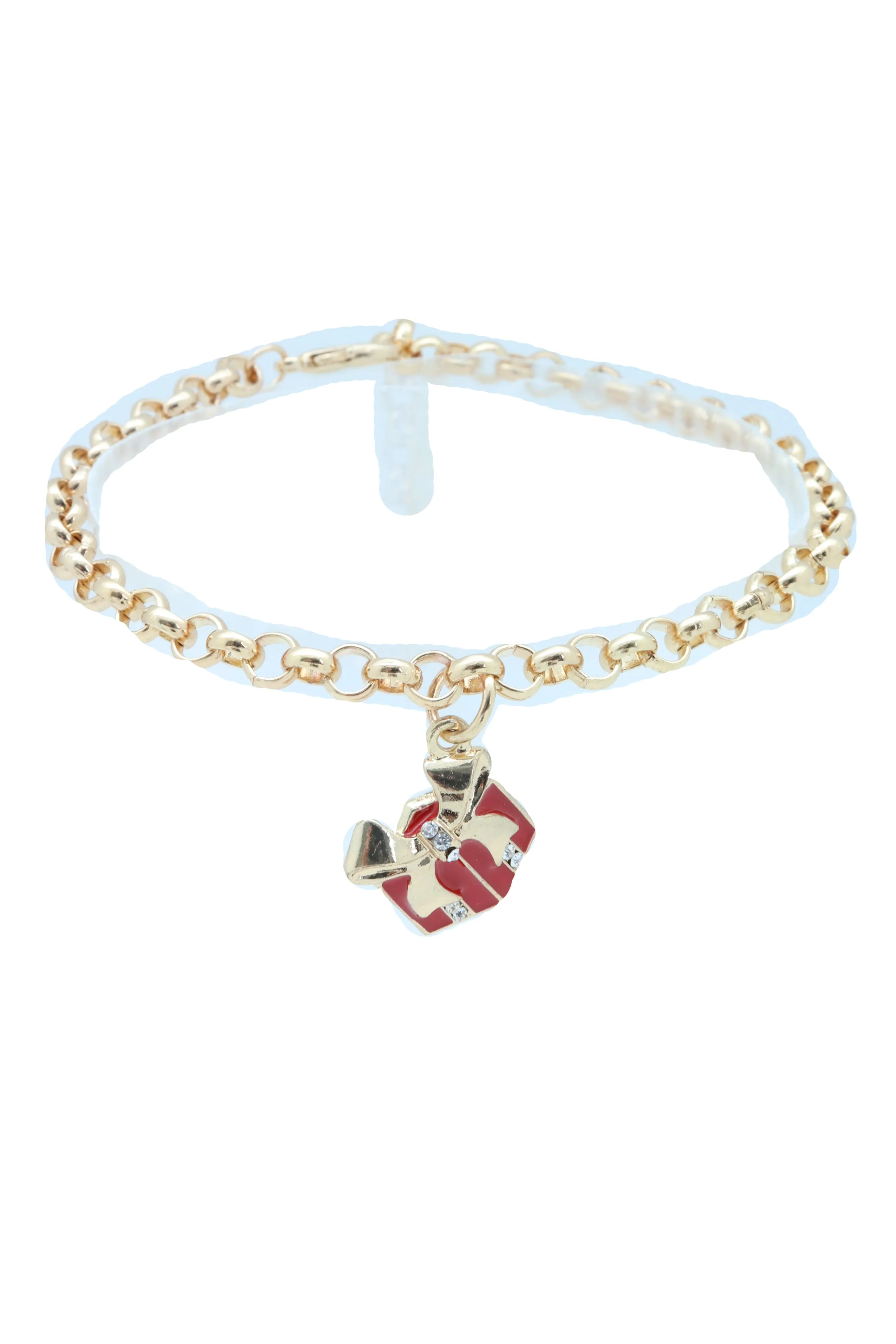 Gold Metal Chain Boot Bracelet Shoe Bling Red Gift Present Charm Christmas