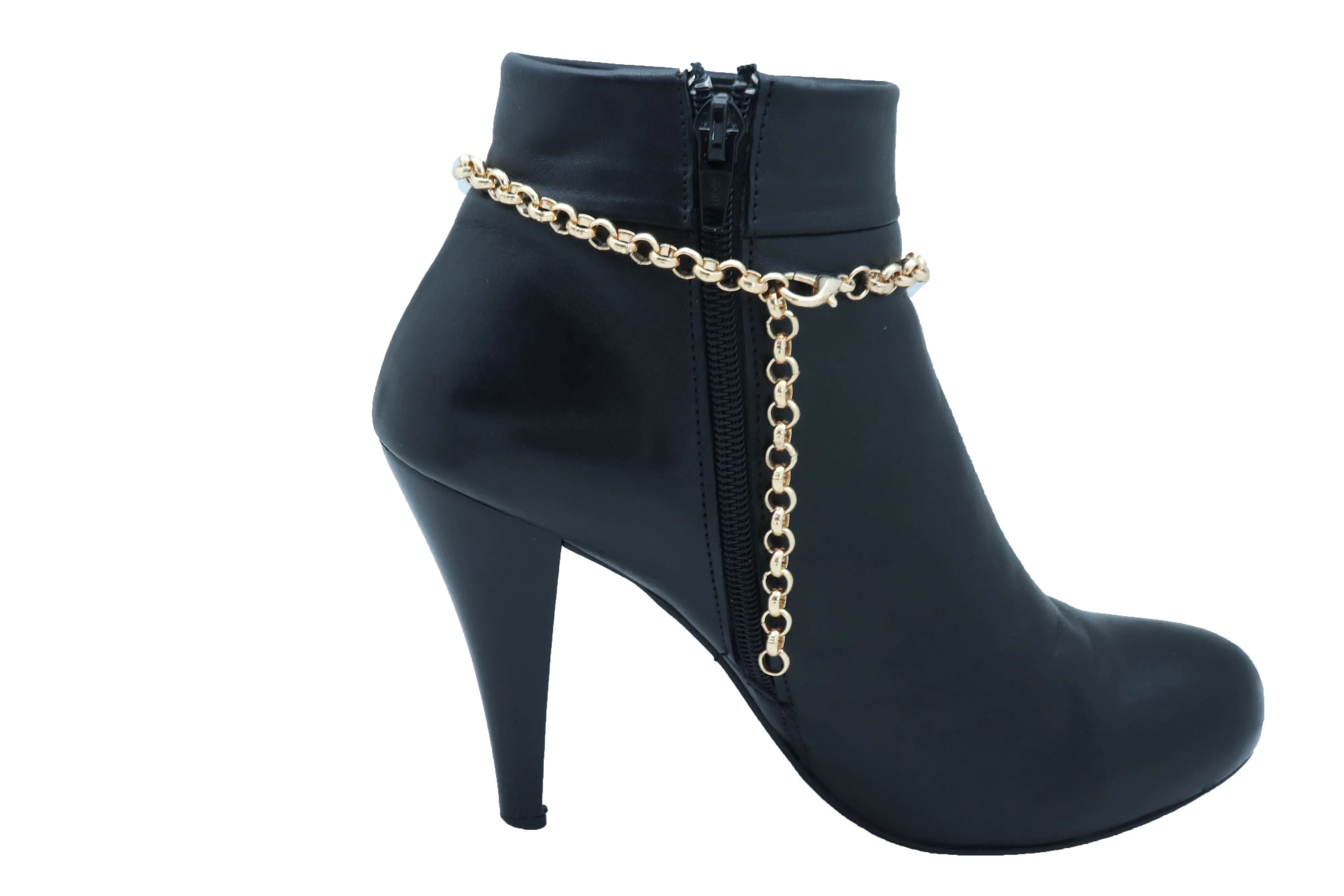 Gold Metal Chain Boot Bracelet Shoe Bling Red Gift Present Charm Christmas