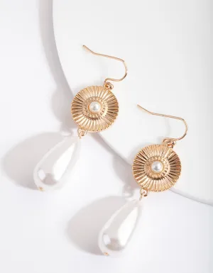 Gold Sunrise Pearl Earrings