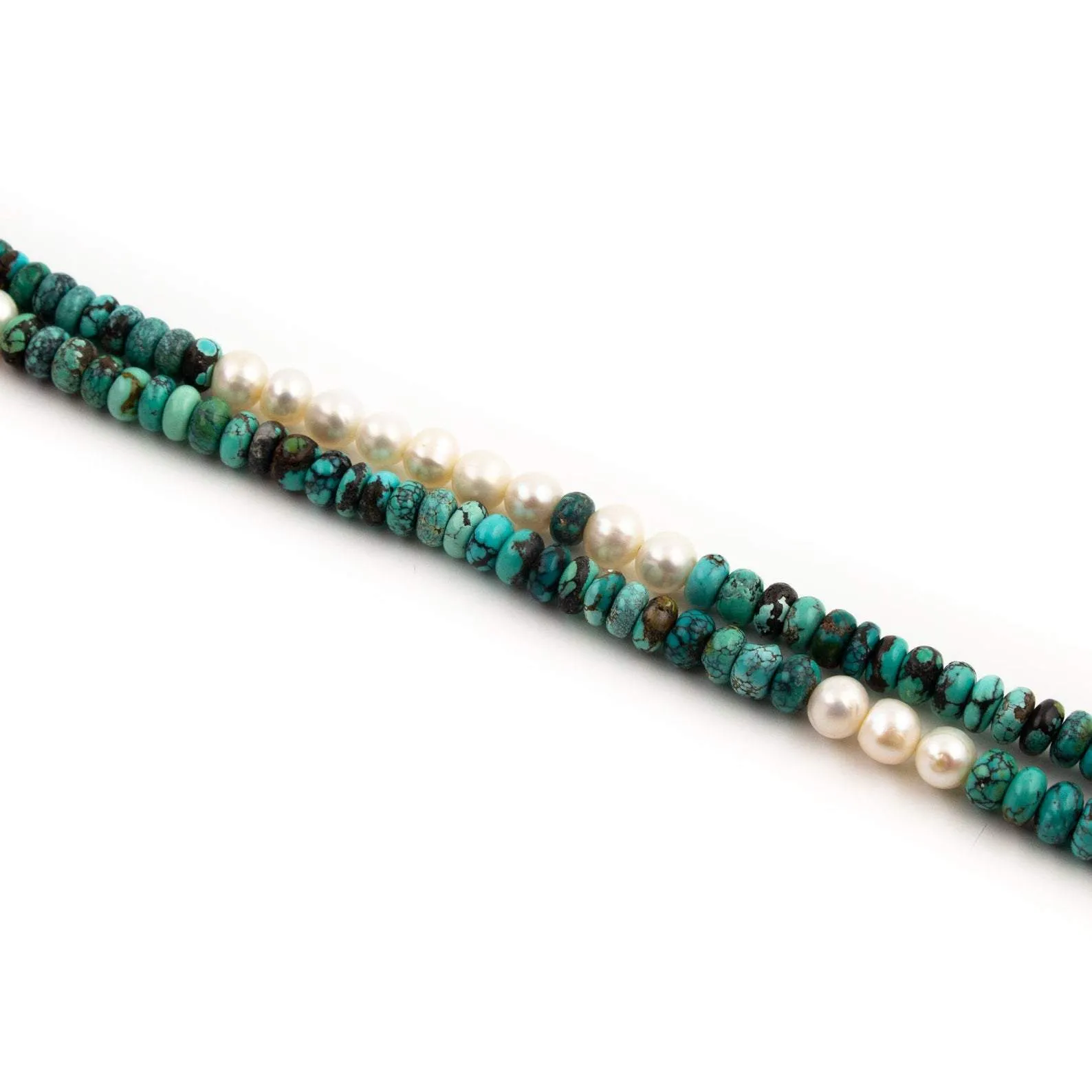 Gorgeous Round Hubei Turquoise & Pearl Beaded Necklace