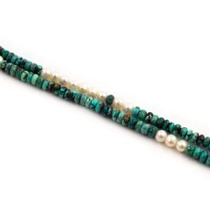 Gorgeous Round Hubei Turquoise & Pearl Beaded Necklace
