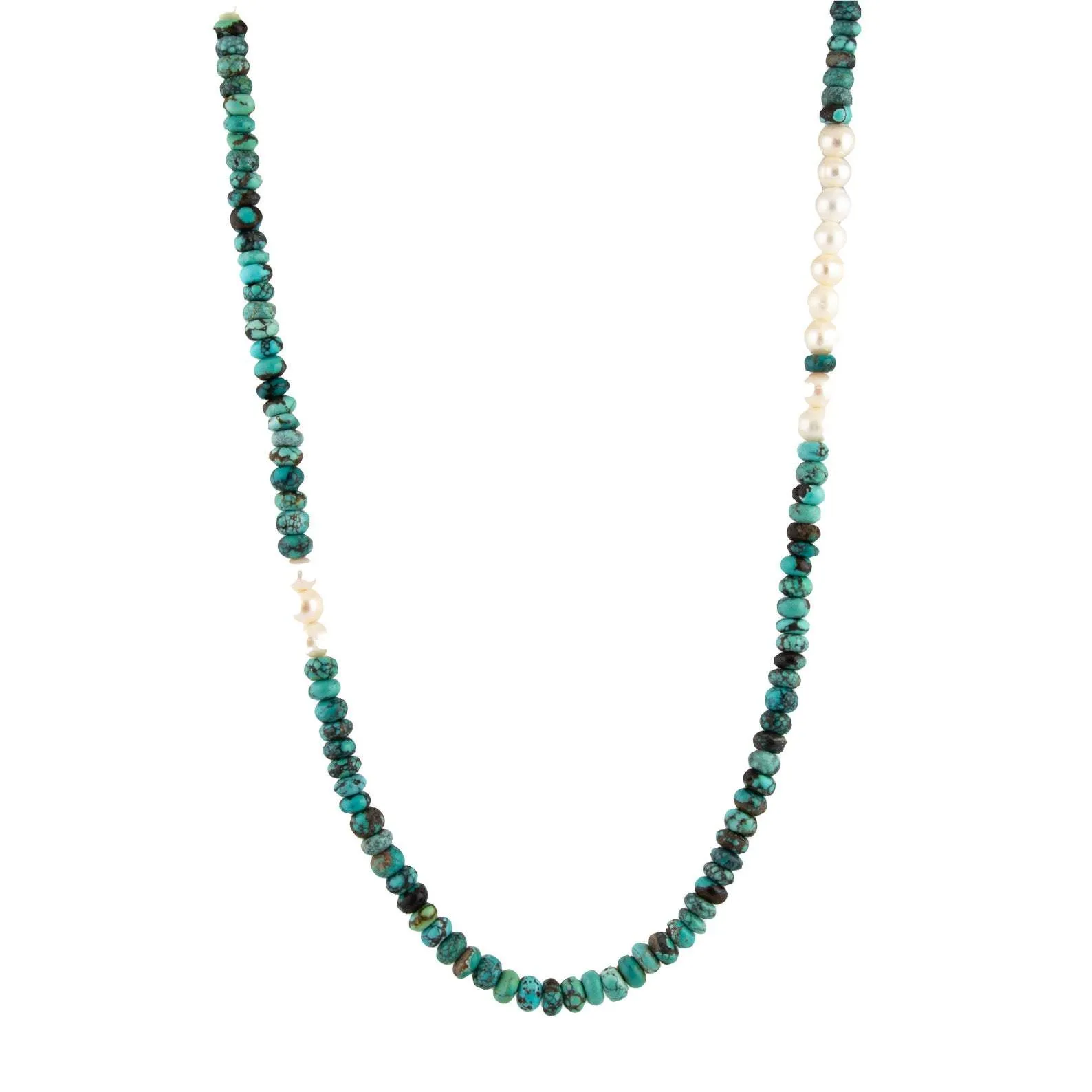 Gorgeous Round Hubei Turquoise & Pearl Beaded Necklace
