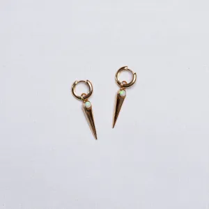 Green Opal Spike Charm Hoop Earrings