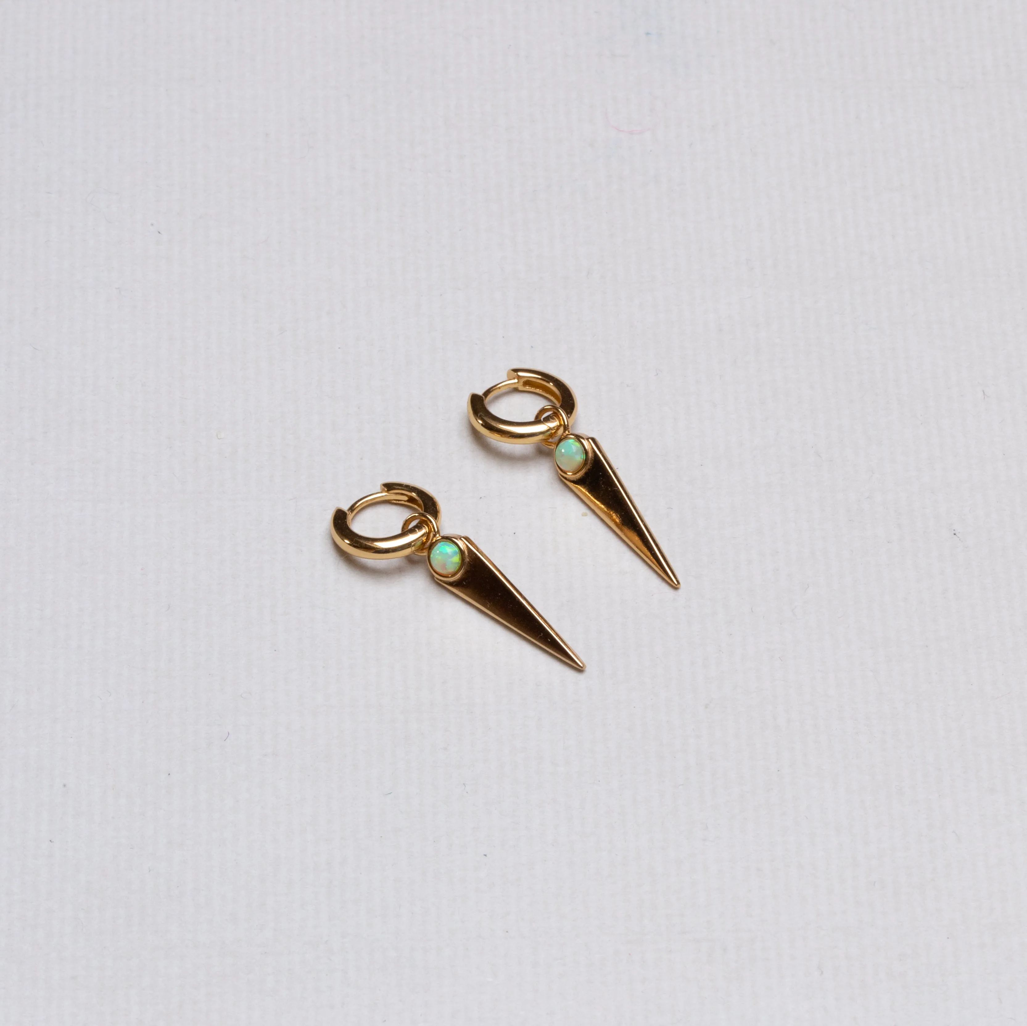 Green Opal Spike Charm Hoop Earrings