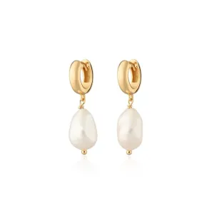 Hannah Martin Baroque Pearl Huggie Hoop Earrings - Gold - SPG-298
