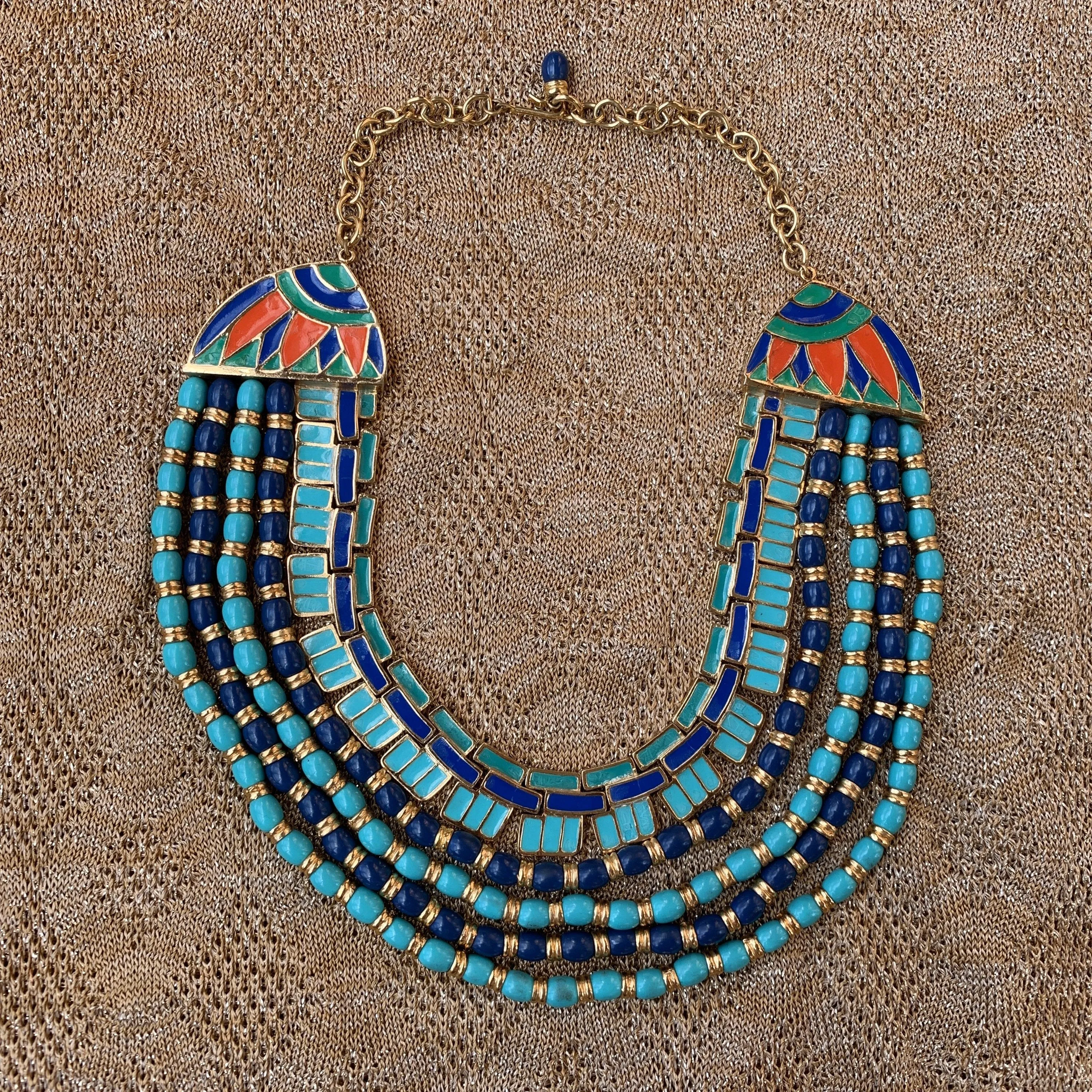 Hattie Carnegie Egyptian Revival Turquoise Necklace