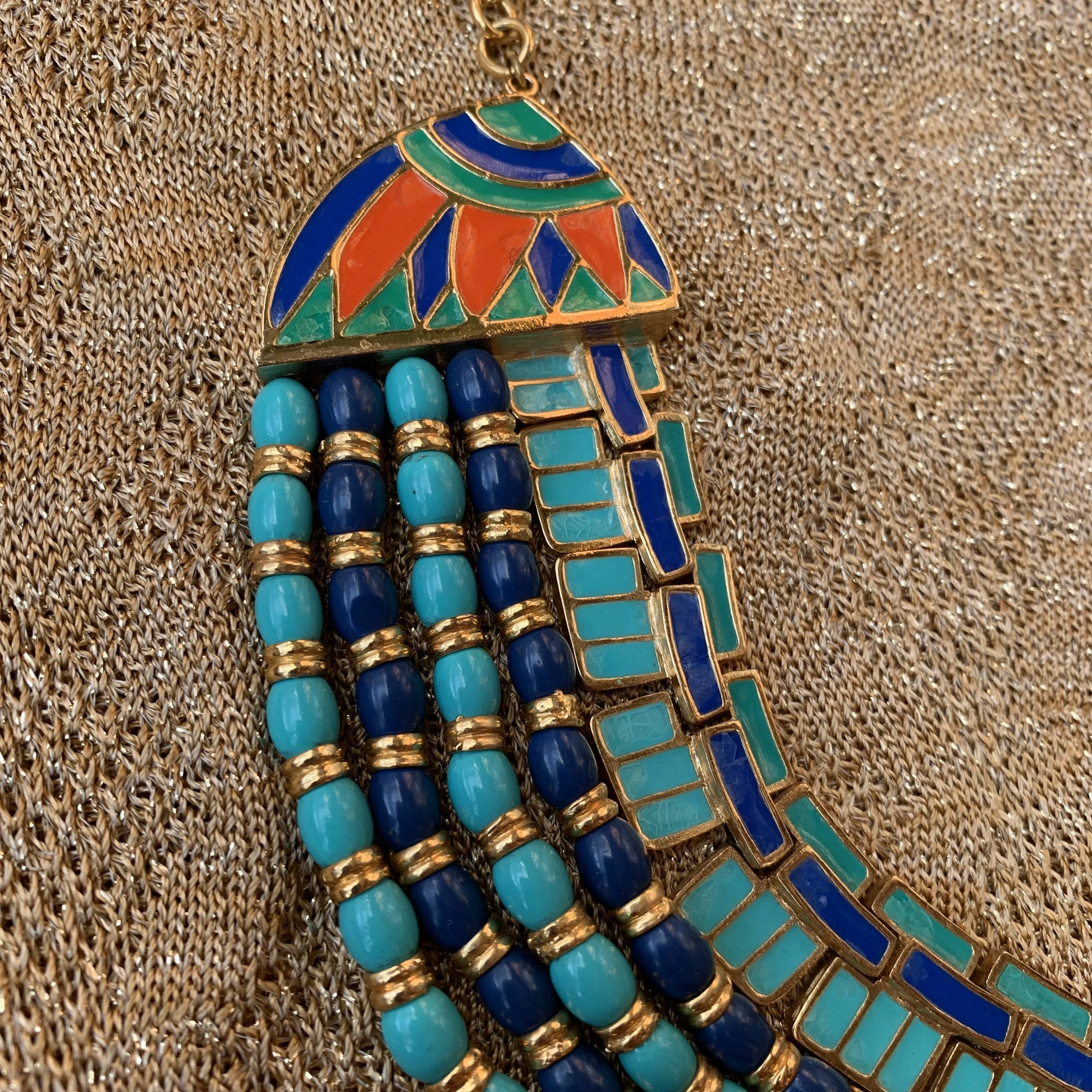 Hattie Carnegie Egyptian Revival Turquoise Necklace
