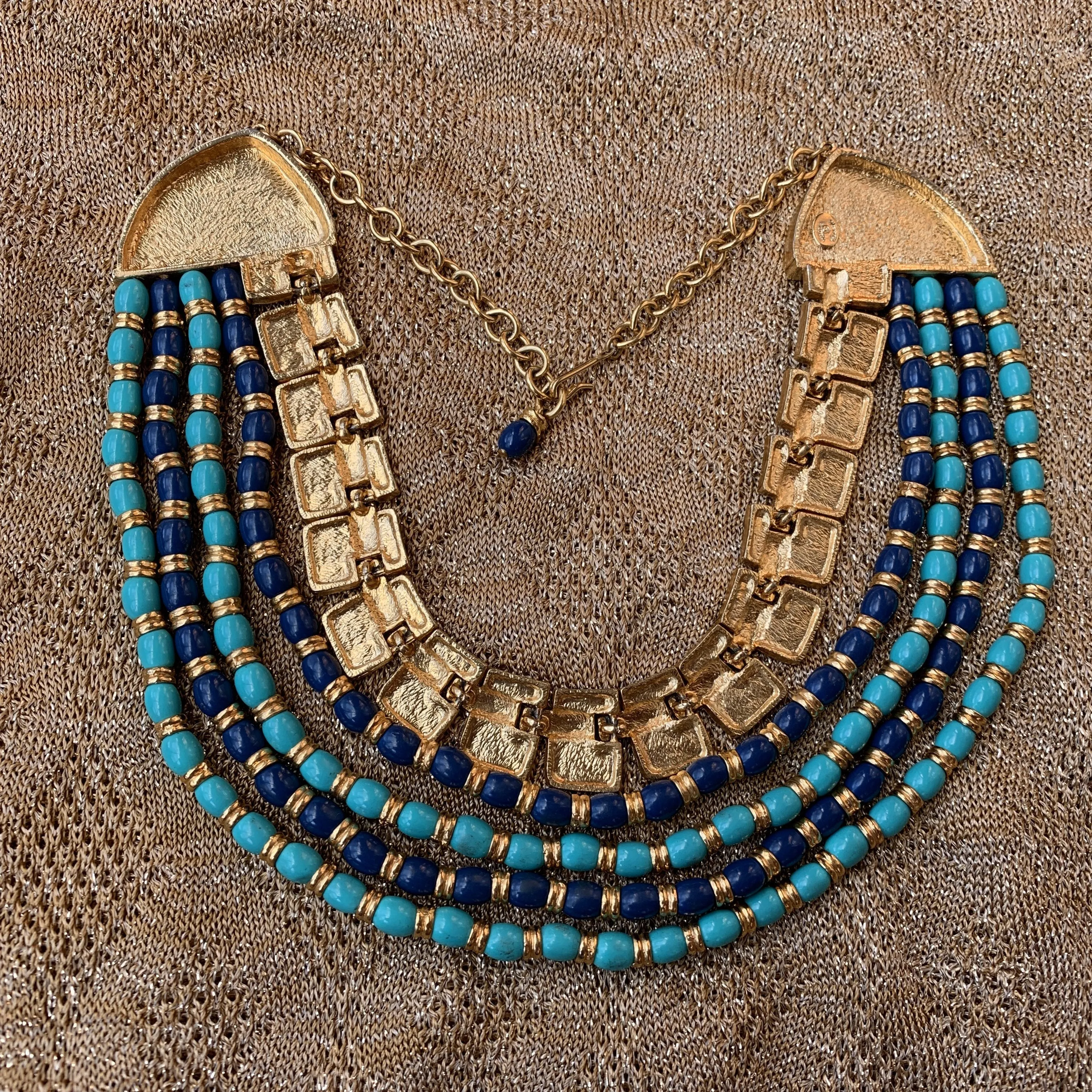 Hattie Carnegie Egyptian Revival Turquoise Necklace