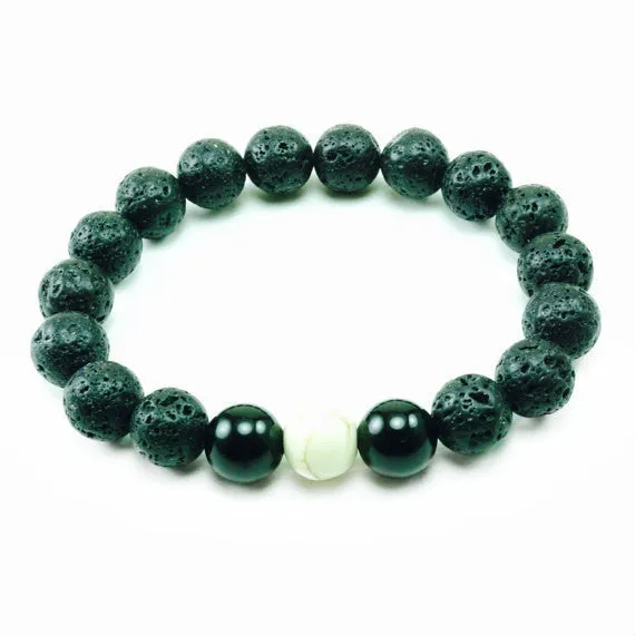 Heru 10mm Lava Onyx Howlite Beaded Bracelet