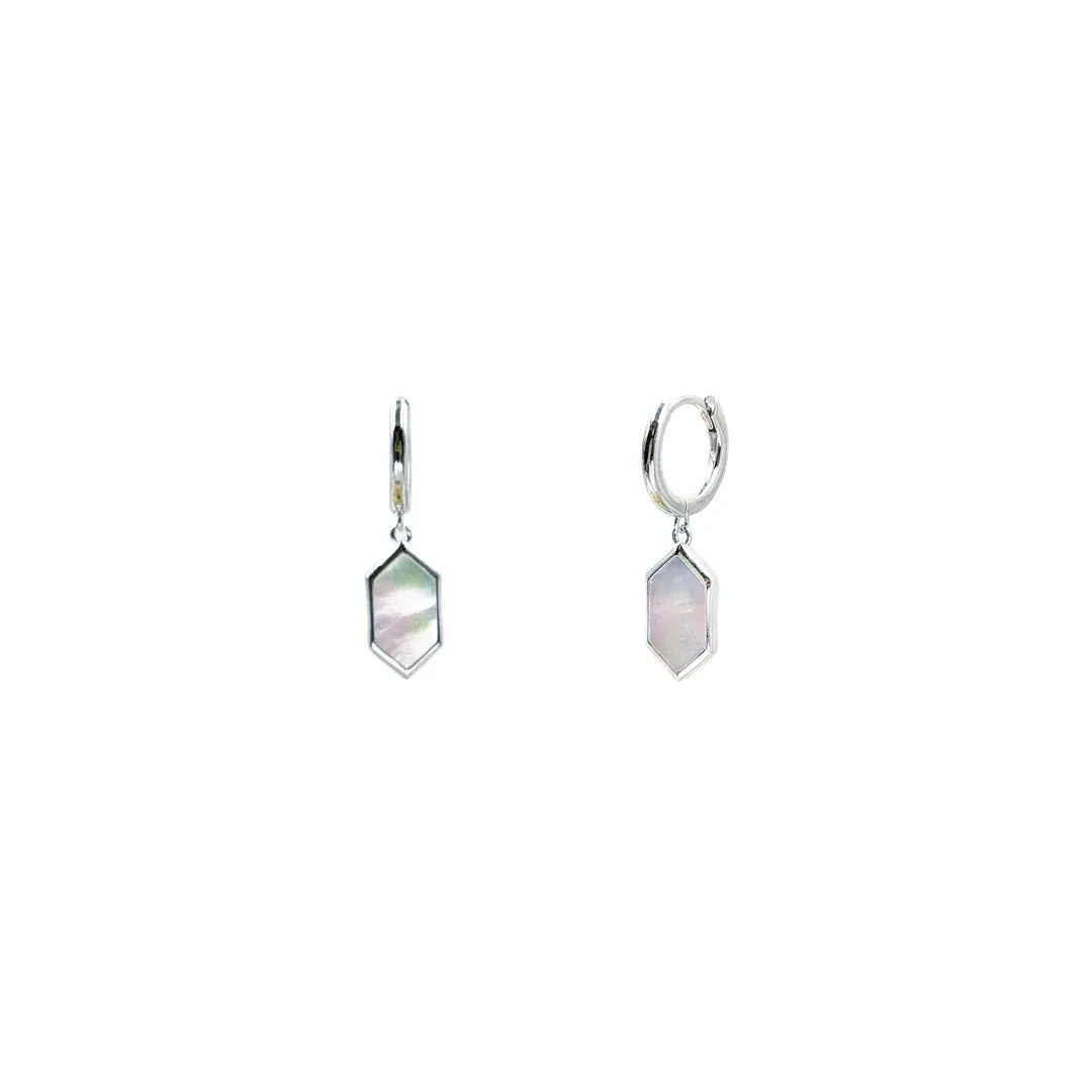 HEXAGON MOTHER OF PEARL HUGGIES - SILVER