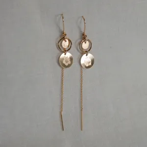 Hibiscus Disc & Threader Dangle Earrings