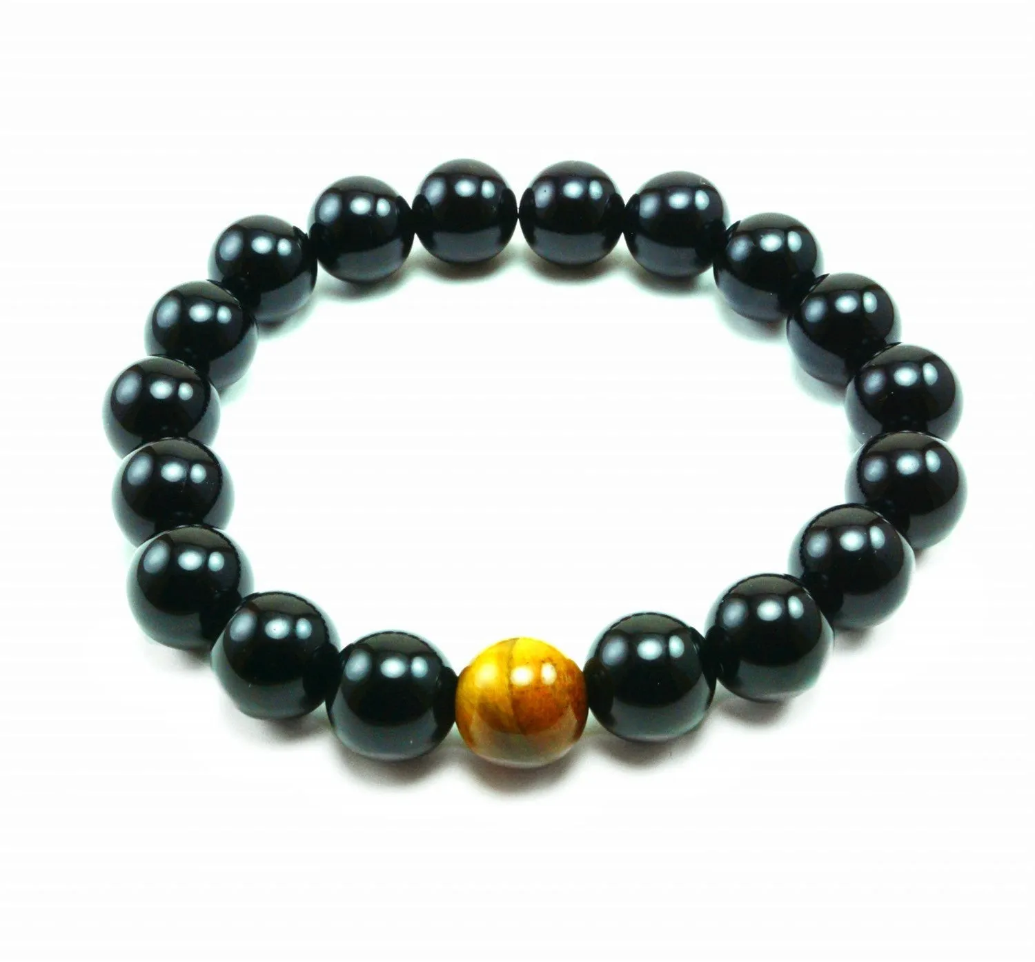 Huracan 10mm Tiger Eye Onyx Beaded Bracelet