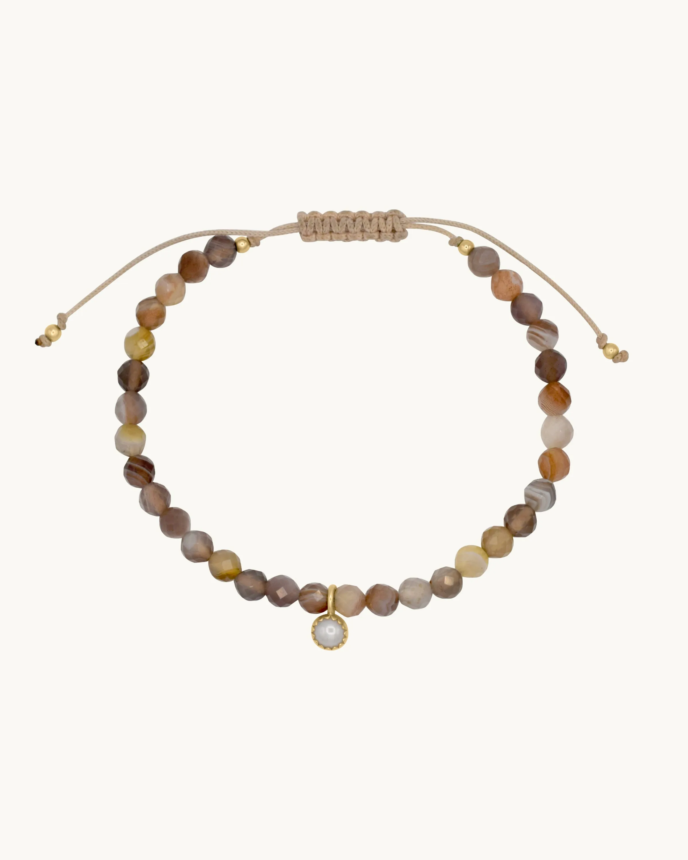 Jaden Friendship Bracelet Pearl and Agate 14K