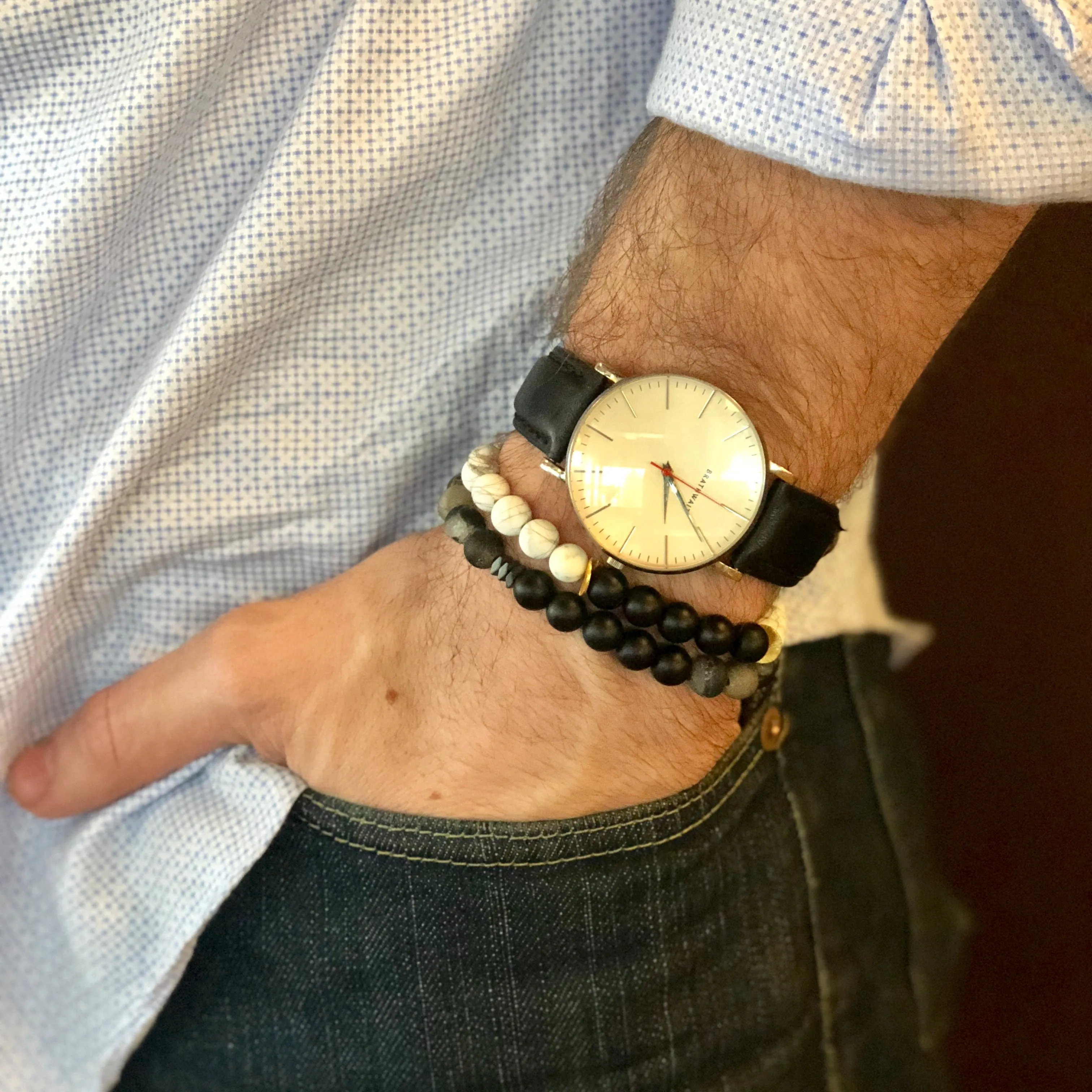 Javelin Men’s Beaded Stone Bracelet