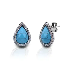 KELLY HERD TEARDROP TURQUOISE EARRINGS - STERLING SILVER