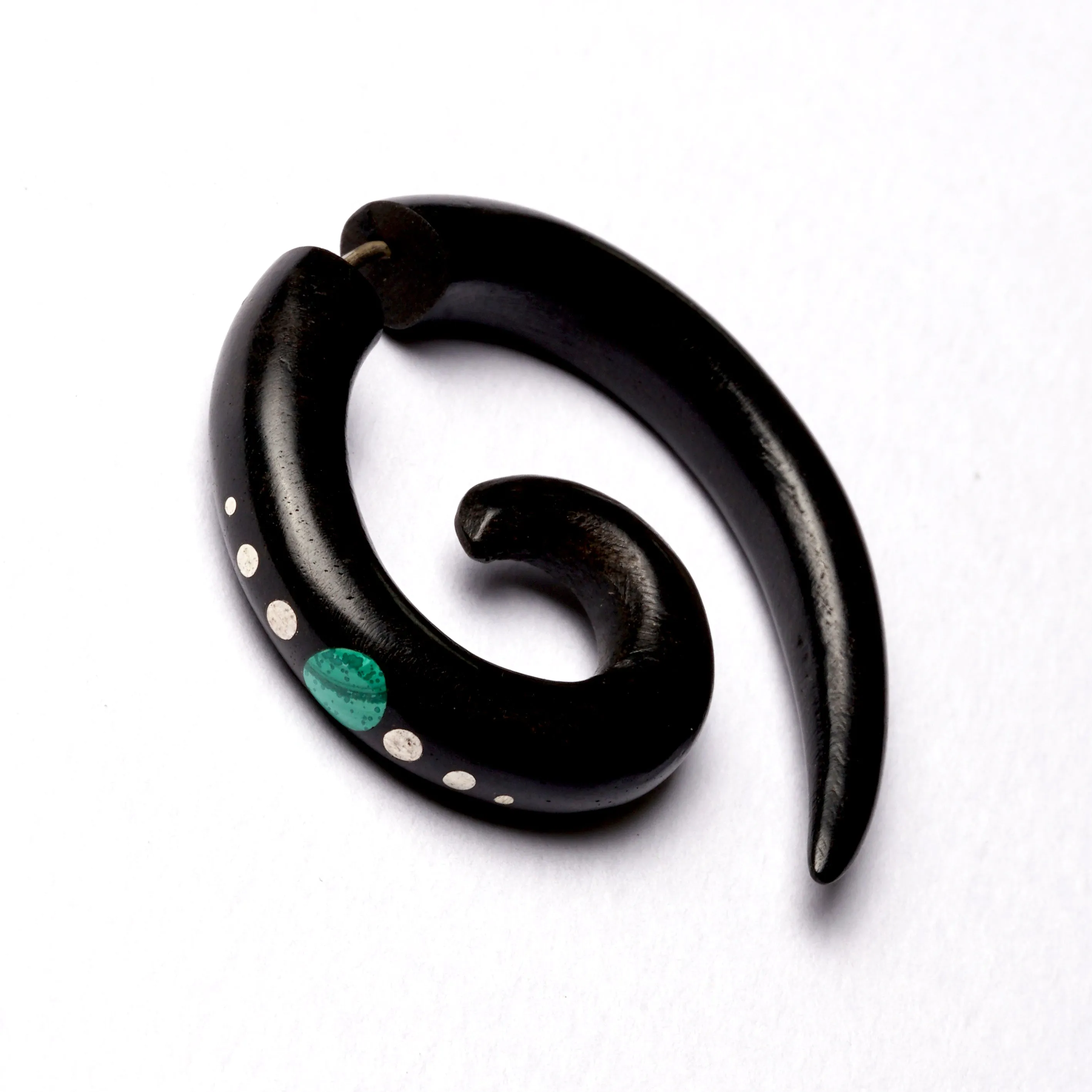 Koru Wood Earrings with Stones