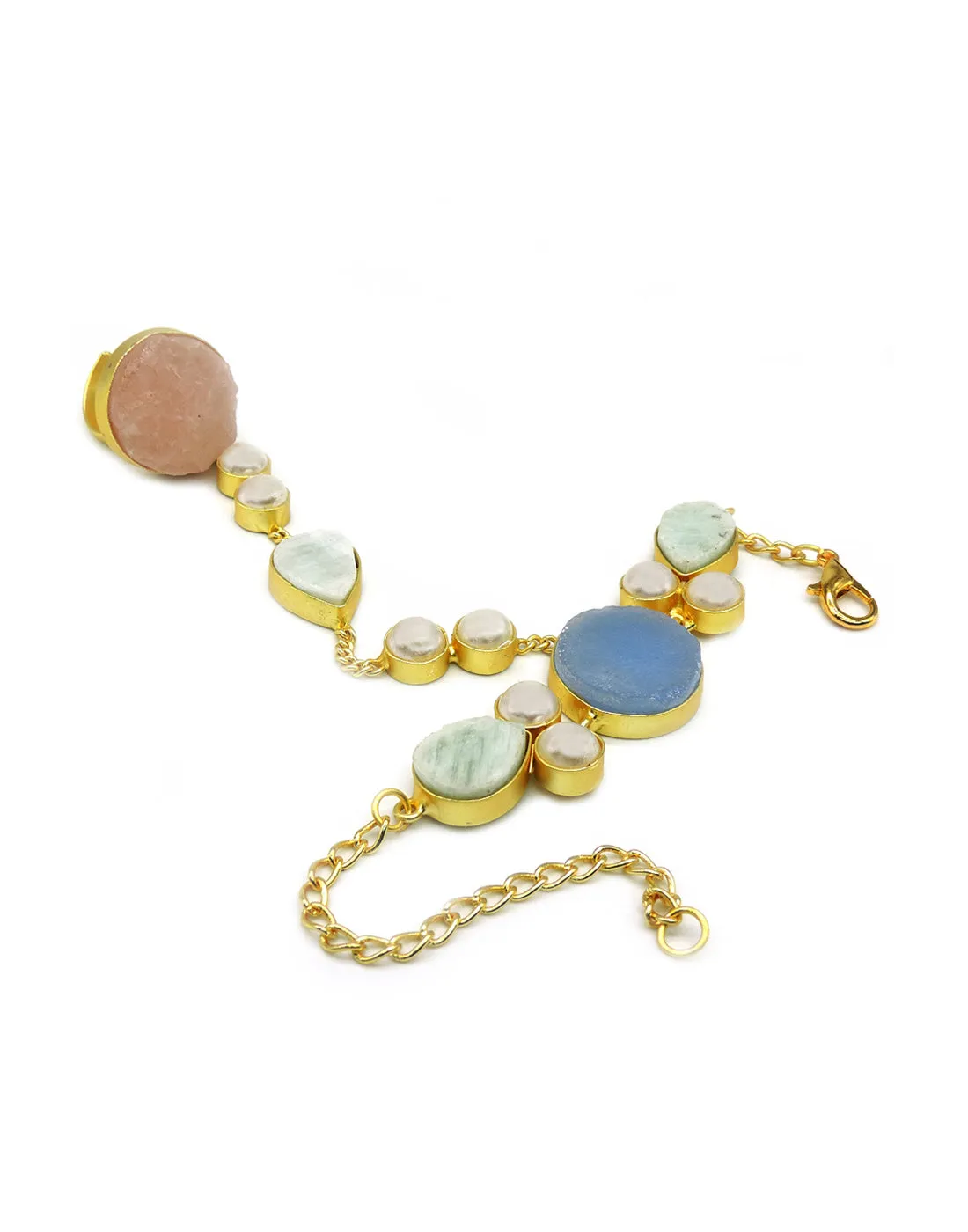 Kova Hand Harness (Rose Quartz) / Ring Bracelet