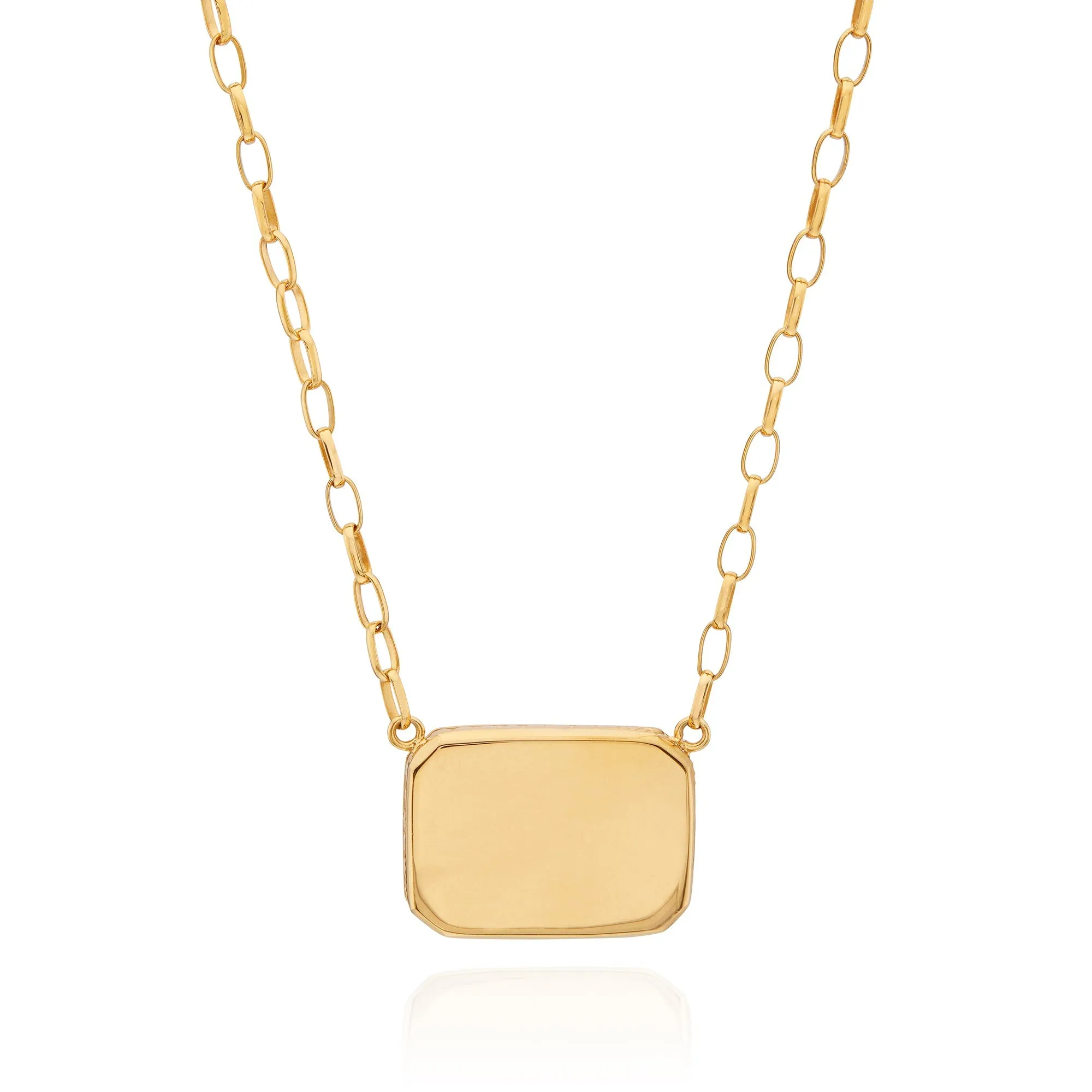 Large Black Onyx Rectangle Necklace - Gold - NK10370-GBONX