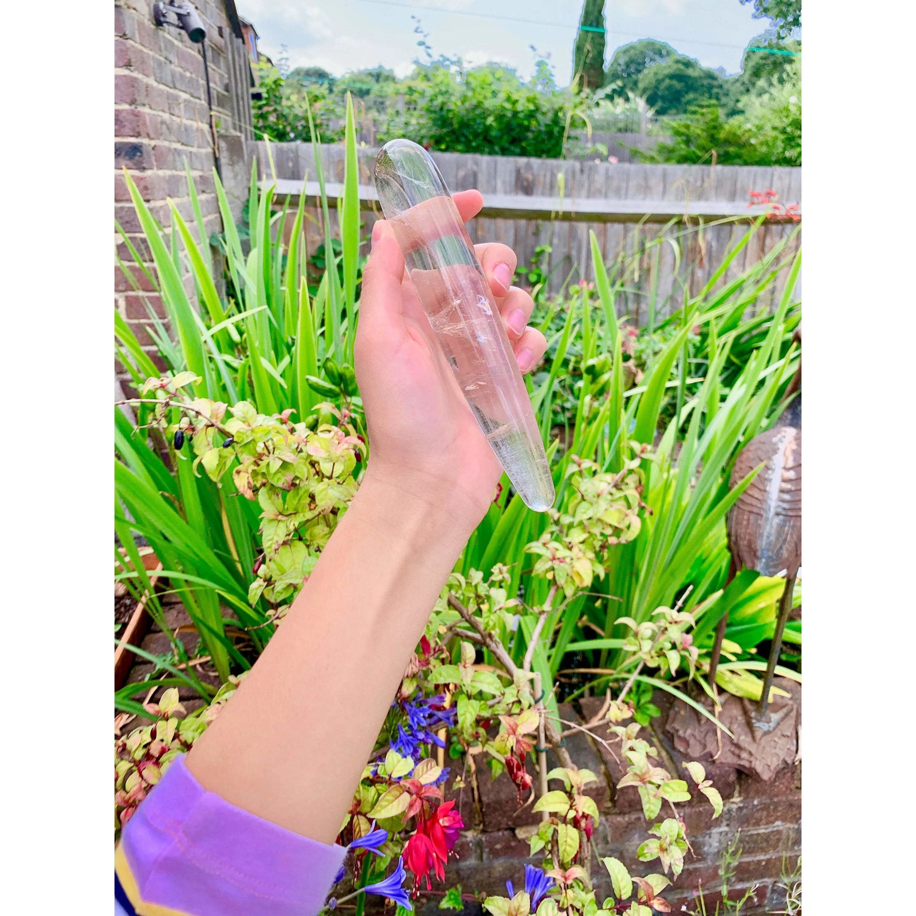 Large Slim Clear Quartz Yoni Wand