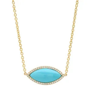 Large Turquoise Marquise Necklace with Diamonds