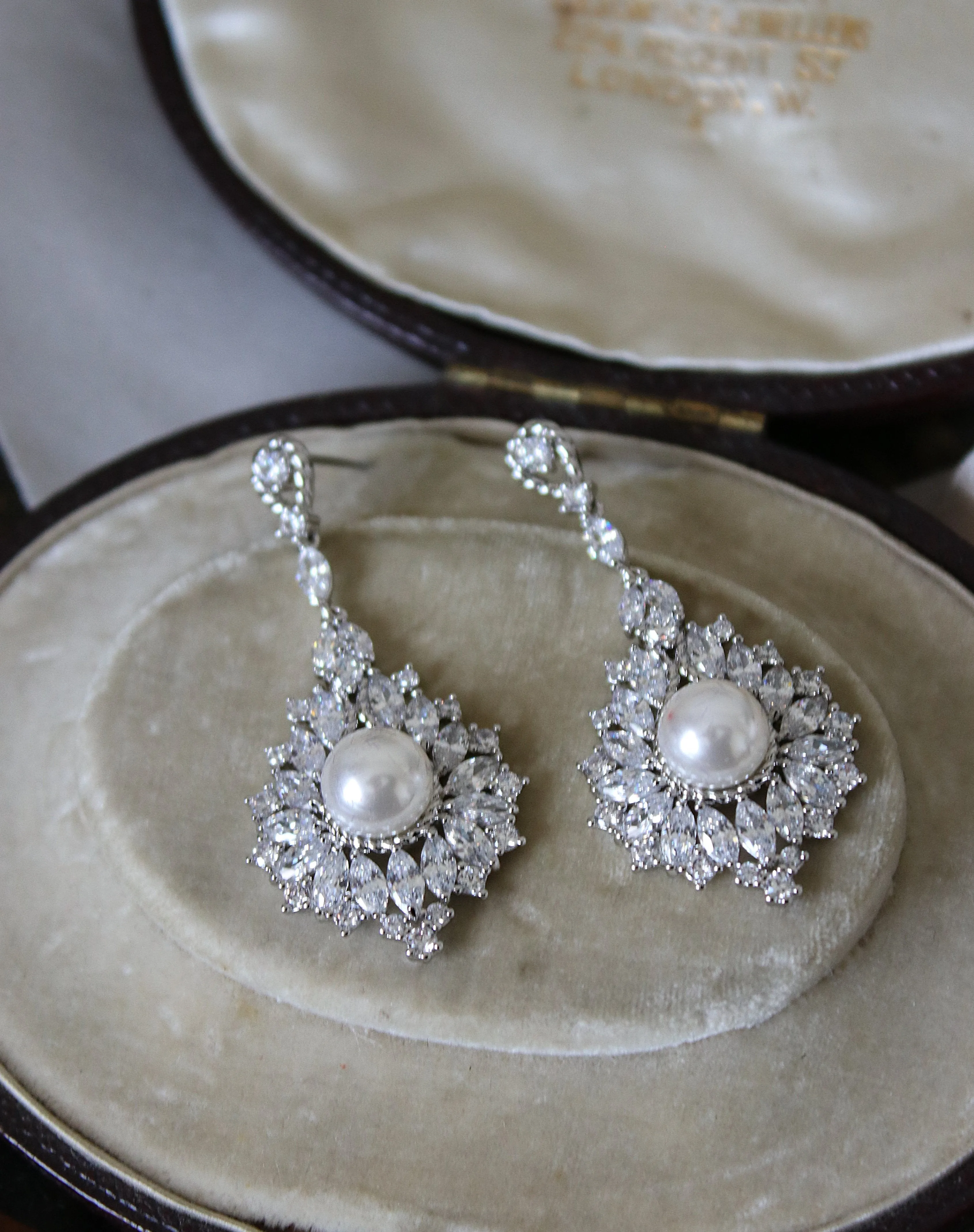 LAYLA Simulated Diamond and Pearl Drop Earrings