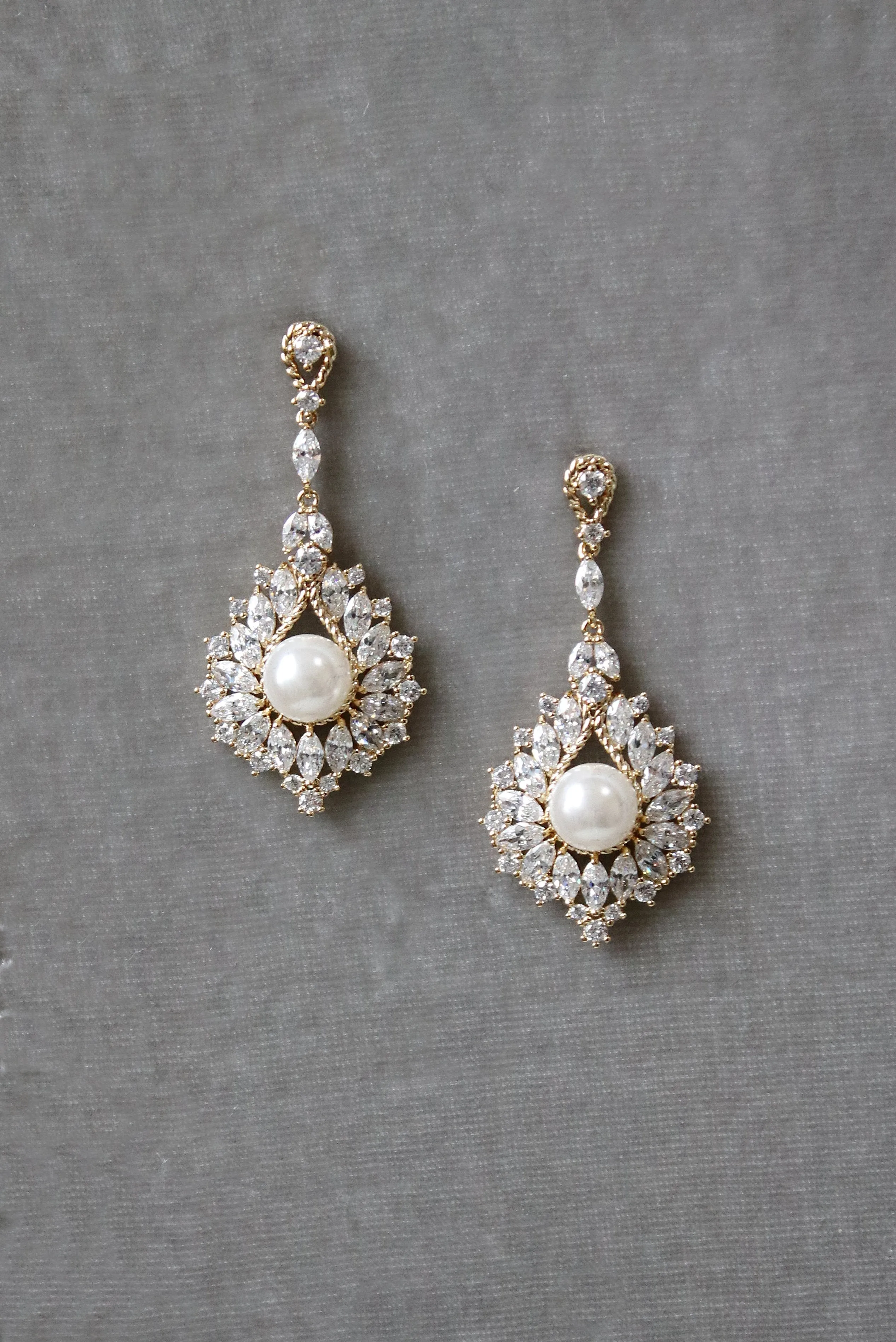 LAYLA Simulated Diamond and Pearl Drop Earrings