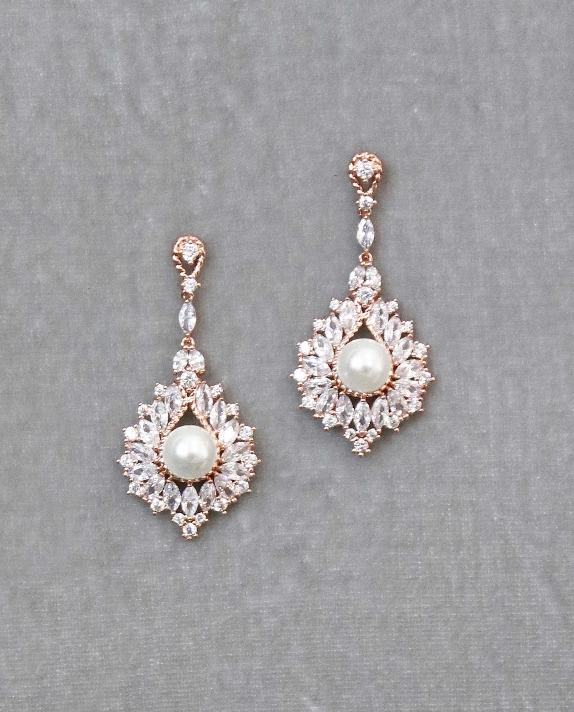 LAYLA Simulated Diamond and Pearl Drop Earrings