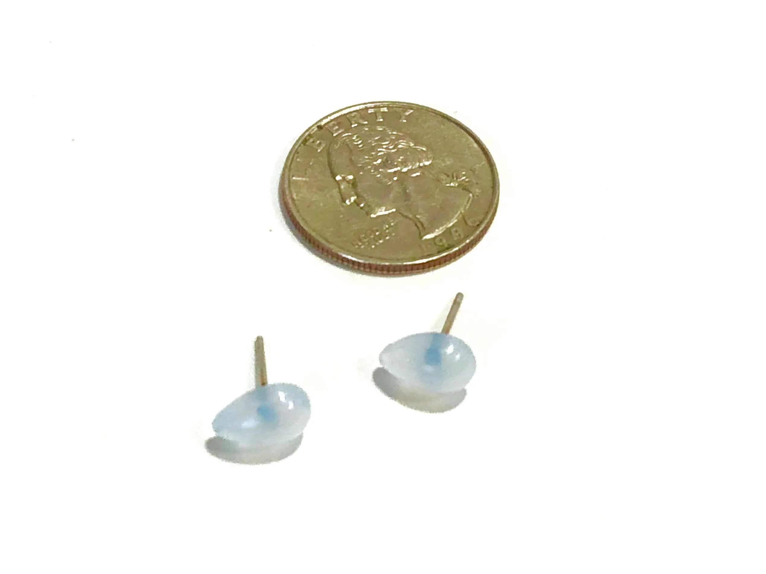 Light Grey Blue Opal Teardrop Stud Earrings