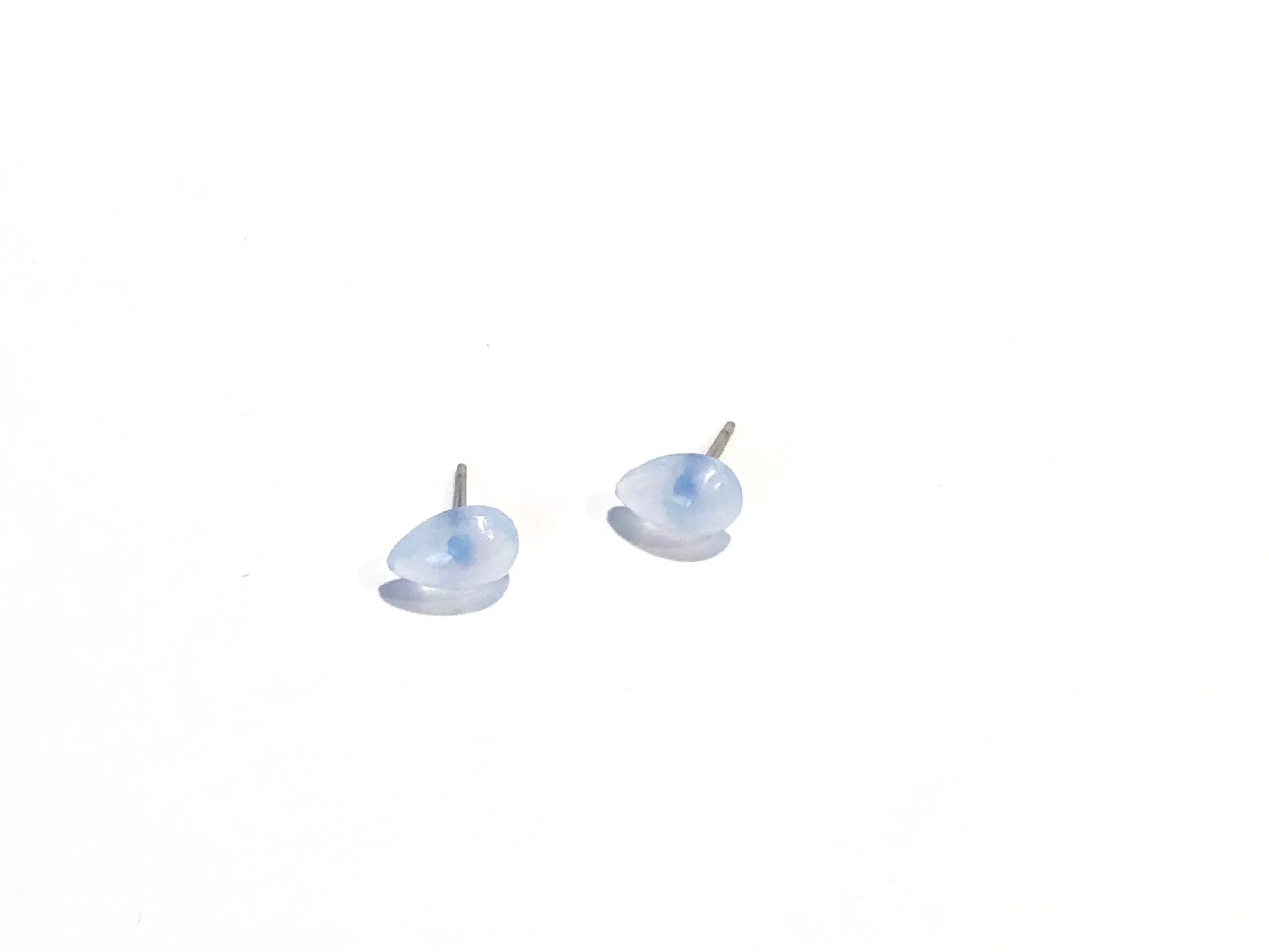 Light Grey Blue Opal Teardrop Stud Earrings